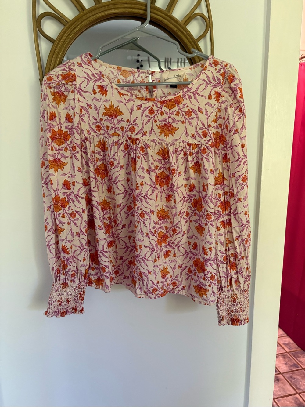 Cream Floral Long-Sleeve Peasant Top - Universal Thread